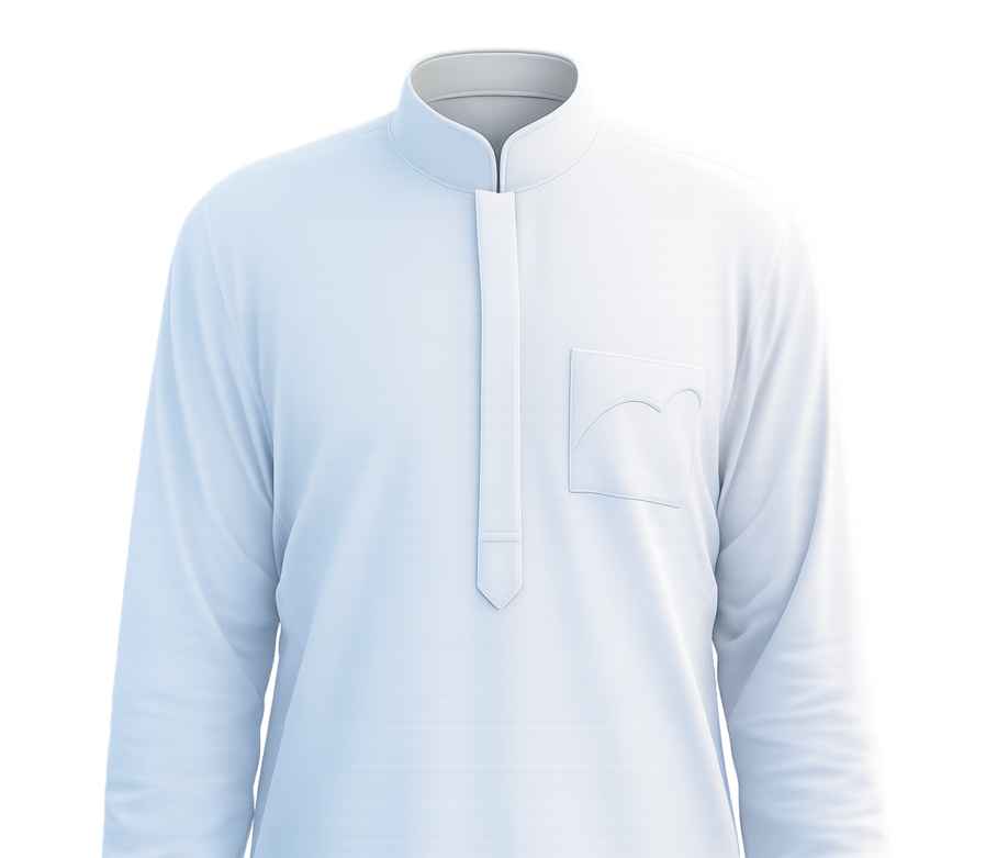 3D preview of a custom men's thobe — Beqamis custom tailoring